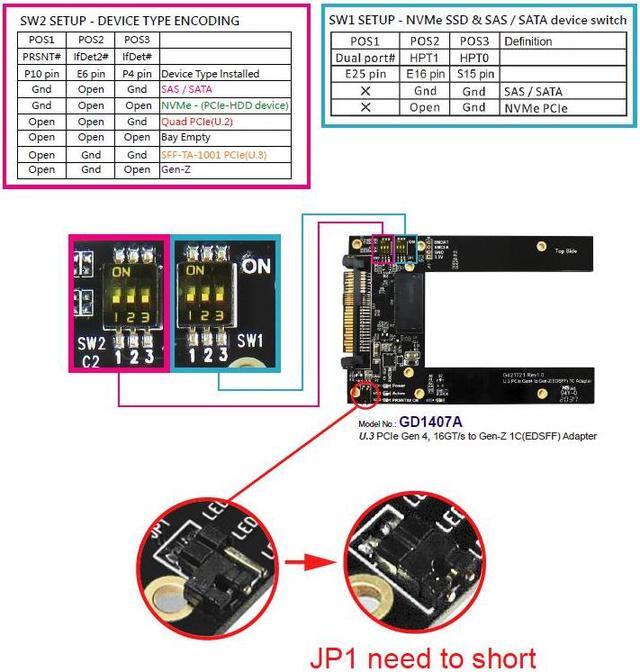 Alt view image 5 of 6 - PCIe x4 Gen4 with ReDriver to MCIO 38P AIC & MCIO 38P to U.3, 100 cm Cable & U.3 to EDSFF 1C SSD Adapter KIT