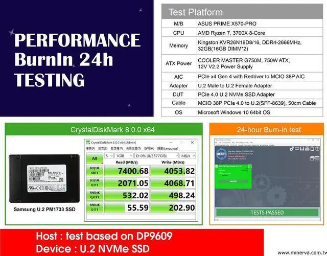 Alt view image 3 of 4 - U.2(SFF-8639) Male PCIe Gen 4 to U.2(SFF-8639) Female with Hot Swap Power Protection IC