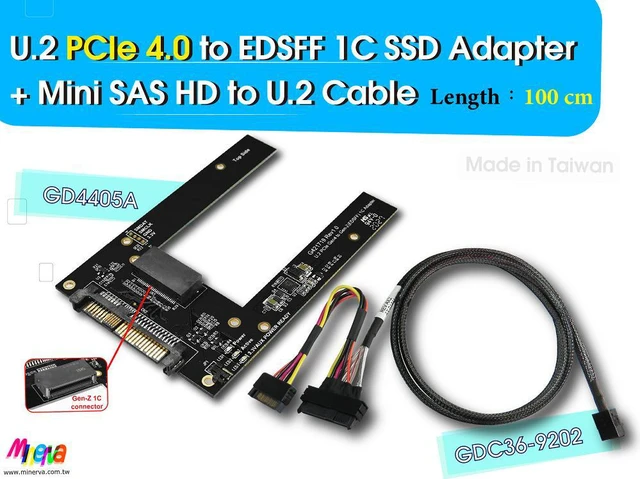 Main image of PCIe 4.0 SFF-8673 4x to U.2 cable, 100cm+U.2 to EDSFF 1C adapter