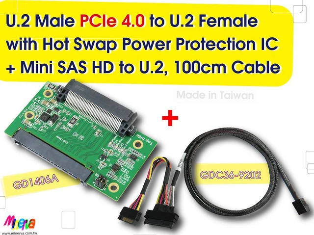 Main image of PCIe 4.0 SFF-8673 4x to U.2 cable, 100cm+U.2 to U.2 adapter