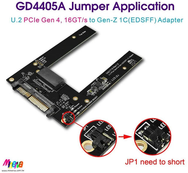 Alt view image 3 of 6 - PCIe 4.0 MCIO 38P to U.2 cable, 100cm+U.2 to EDSFF 1C adapter