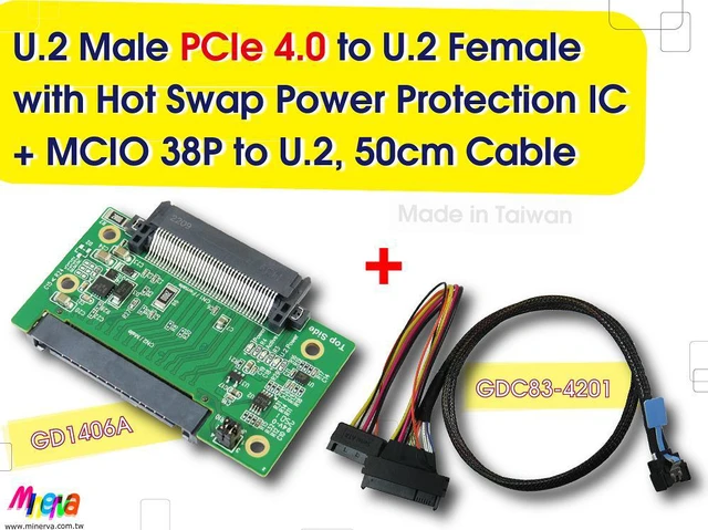 Main image of PCIe 4.0 MCIO 38P to U.2 cable, 50cm+U.2 to U.2 adapter