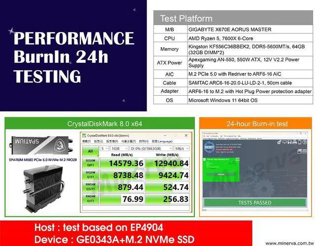 Alt view image 5 of 7 - M.2 PCIe 5.0 with ReDriver to ARF6-16