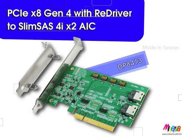 Main image of PCIe x8 Gen 4 with ReDriver to SFF-8654 4i dual port