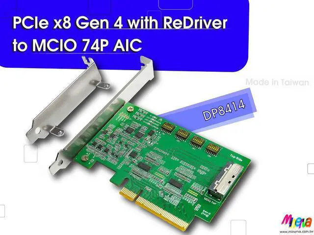 Main image of PCIe x8 Gen 4 with ReDriver to MCIO 74p