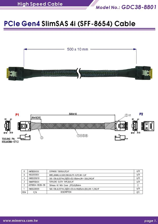 Alt view image 4 of 6 - PCIe x8 Gen 4 with ReDriver to SlimSAS 4i dual port AIC & SlimSAS to SlimSAS, 50cm Cable x2 pcs