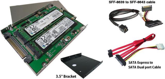 Innocard 2.5 U.2 (SFF-8639) to M.2 NVMe SSD & SATA Express to M.2 SATA SSD  with U.2 to mini SAS HD Cable & SATA Express to SATA Dual ports Cable 
