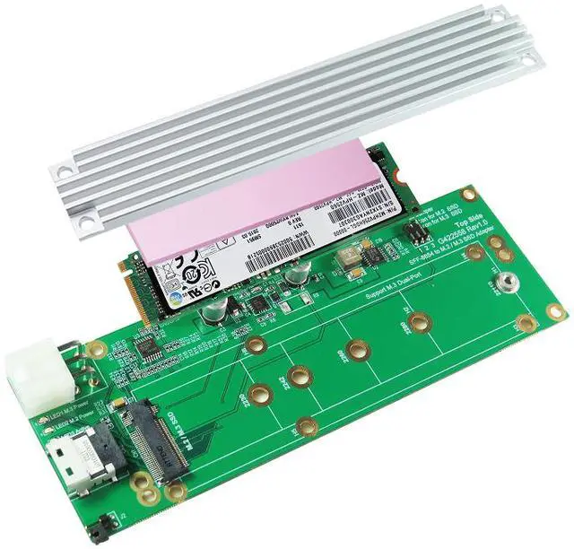 Alt view image 4 of 6 - Innocard Slimline SAS (SFF-8654) to M.2 NVMe SSD Adapter with Slimline SAS to Mini SAS HD Cable