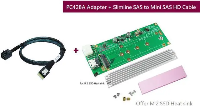 Main image of Innocard Slimline SAS (SFF-8654) to M.2 NVMe SSD Adapter with Slimline SAS to Mini SAS HD Cable