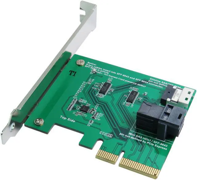 Alt view image 4 of 6 - Innocard PCIe Gen 3 / 4-Lane to Mini SAS HD & Slimline SAS Adapter with U.2 to Mini SAS HD Cable & 3.5" U.2 to M.2 NVMe SSD device tray
