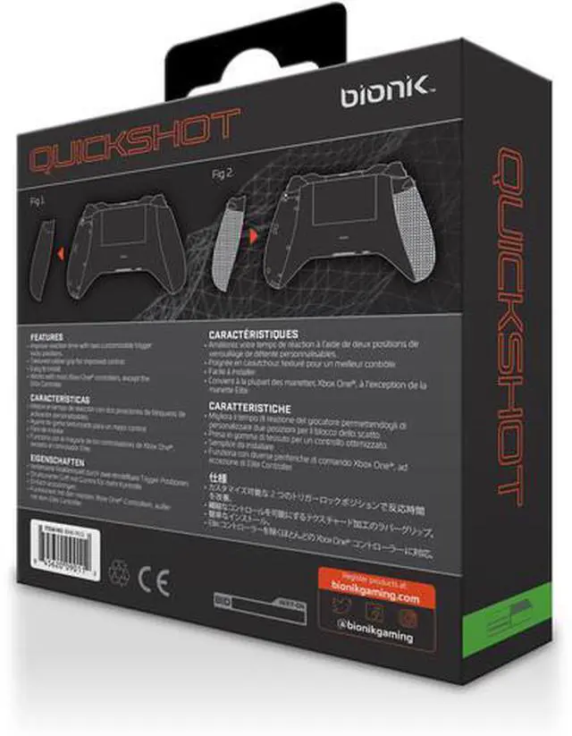Alt view image 10 of 12 - Bionik Quickshot Rubber Grip with Dual Setting Trigger Lock for Xbox One Controller