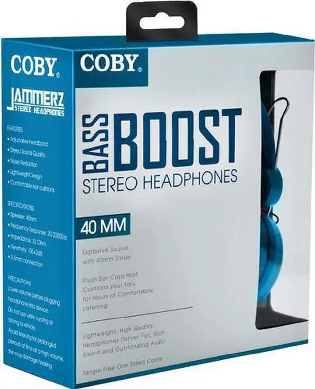 Alt view image 3 of 4 - Coby Bass Boost Stereo Over Ear Headphones with Built-In Mic -Blue