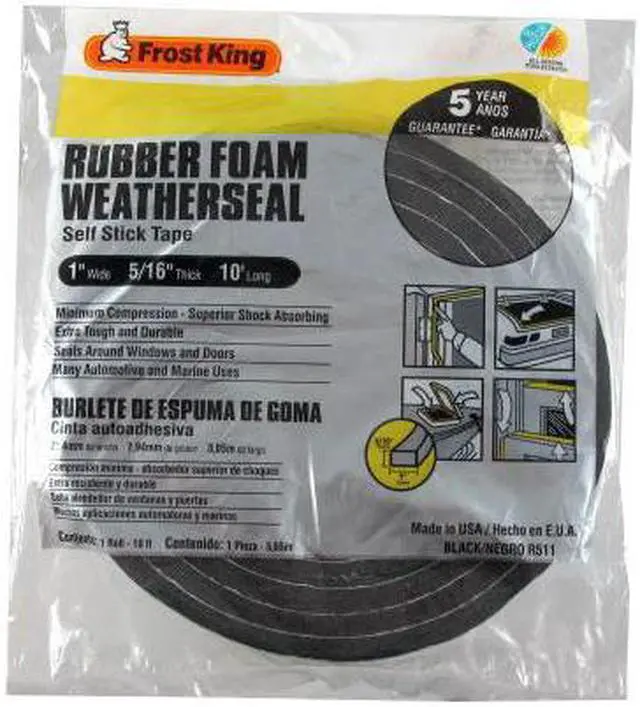 Alt view image 3 of 3 - FROST KING R511H Sponge Rubber Foam Tape,1In.x10 ft,8 mil