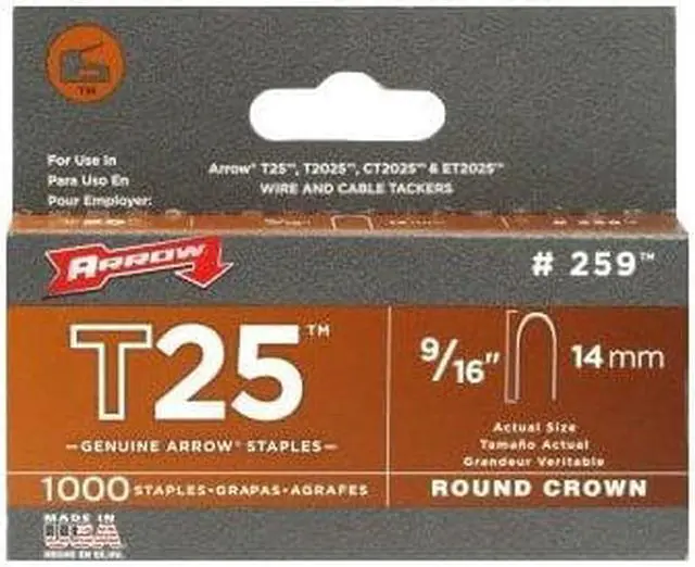 Alt view image 9 of 11 - Arrow Fastener 259 T25 9/16 Inch (14mm) Staples, 1000/Pk