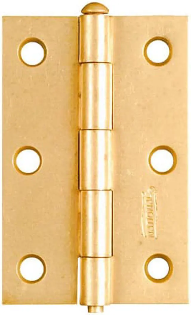 Alt view image 2 of 4 - 3" Brass Removable Pin Narrow Hinges (Pack of 2)