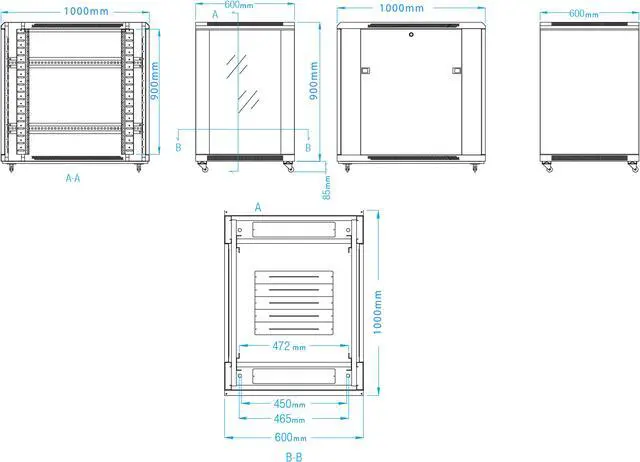 Alt view image 6 of 7 - 18U Free Standing Server Rack Cabinet. Fits Most Servers, ACCESSORIES FREE!! Thermo Control System, 4 Fan Cooling Panel, Shelf, 6-Way PDU,  Fully Lockable 39"Deep Network IT Server Rack Enclosure
