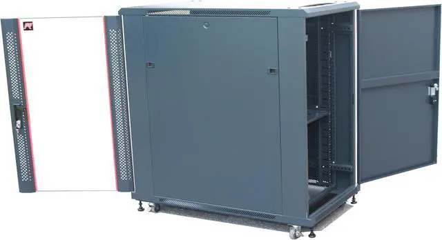 Alt view image 3 of 7 - 18U Free Standing Server Rack Cabinet. Fits Most Servers, ACCESSORIES FREE!! Thermo Control System, 4 Fan Cooling Panel, Shelf, 6-Way PDU,  Fully Lockable 39"Deep Network IT Server Rack Enclosure