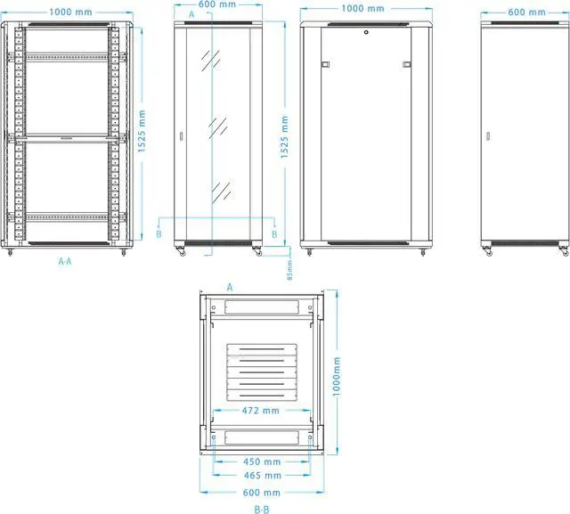 Alt view image 6 of 7 - 32U Free Standing Server Rack Cabinet Fits Most of Servers ACCESSORIES FREE Thermo Control System, 4 Fan Cooling, LCD SCREEN, Shelf, 8-Way PDU,  Fully Lockable 39" Deep Network IT Server Rack