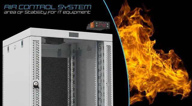 Alt view image 5 of 7 - 32U 35” Deep Free Standing Server Rack Cabinet.  ACCESSORIES FREE!! Thermo Control System, 4 Fan Cooling Panel, Vented Shelf, Fully Lockable Innovated Design Network IT Server Rack Enclosure