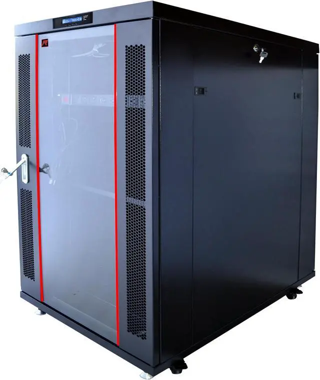 Alt view image 8 of 17 - 22U 32" Deep IT Free Standing Server Rack Cabinet Enclosure. Temperature Control System, Casters, LCD-Screen, PDU and Other Accessories Included - Over $ 150 Value