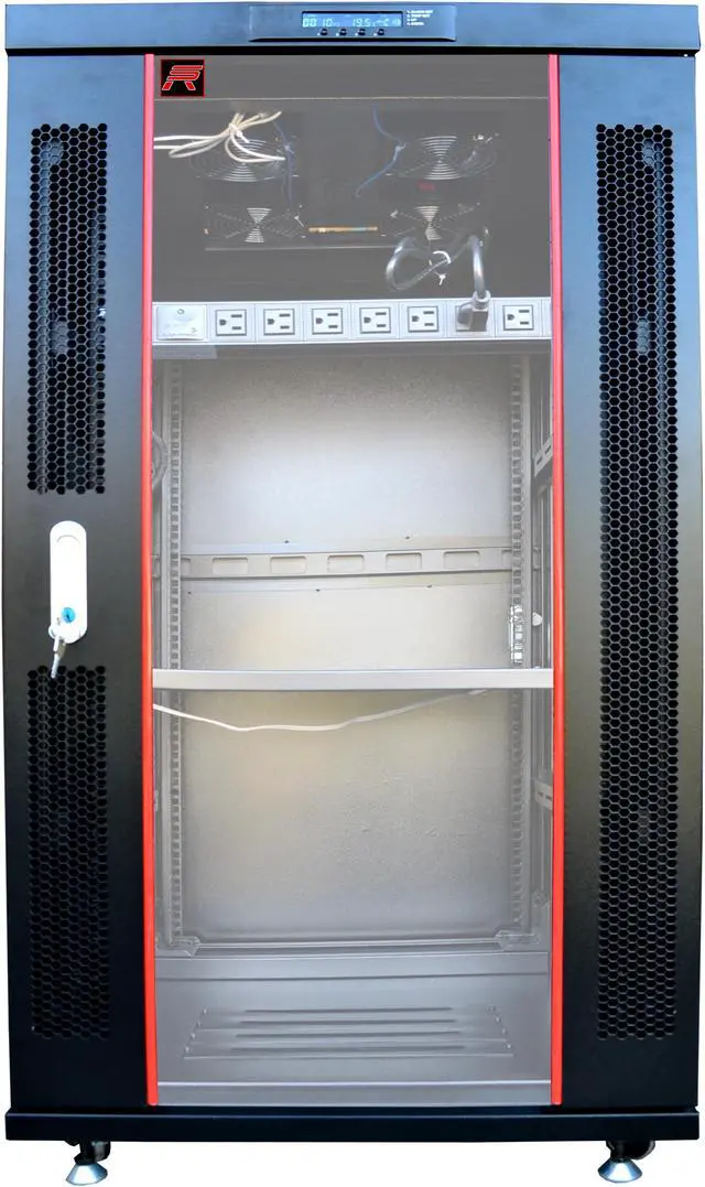 Alt view image 10 of 17 - 22U 32" Deep IT Free Standing Server Rack Cabinet Enclosure. Temperature Control System, Casters, LCD-Screen, PDU and Other Accessories Included - Over $ 150 Value
