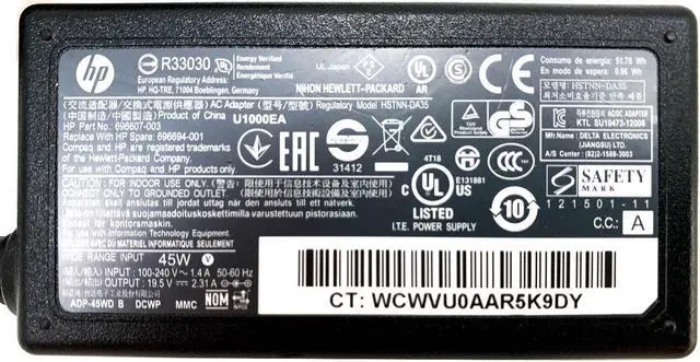 Alt view image 3 of 4 - Genuine HP 45W AC Adapter HSTNN-CA17 608423-002 683509-003 19.5V 2.31A w/Cord