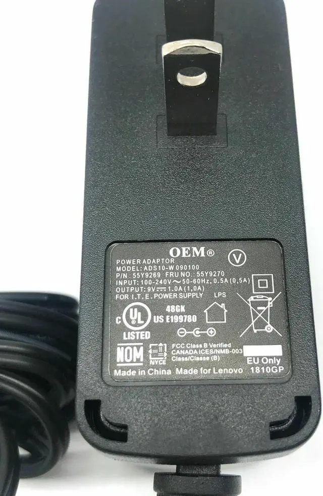 Alt view image 2 of 2 - Genuine Lenovo AC Power Adapter ADS10-W090100 55Y9269 55Y9270 9V 1A OEM