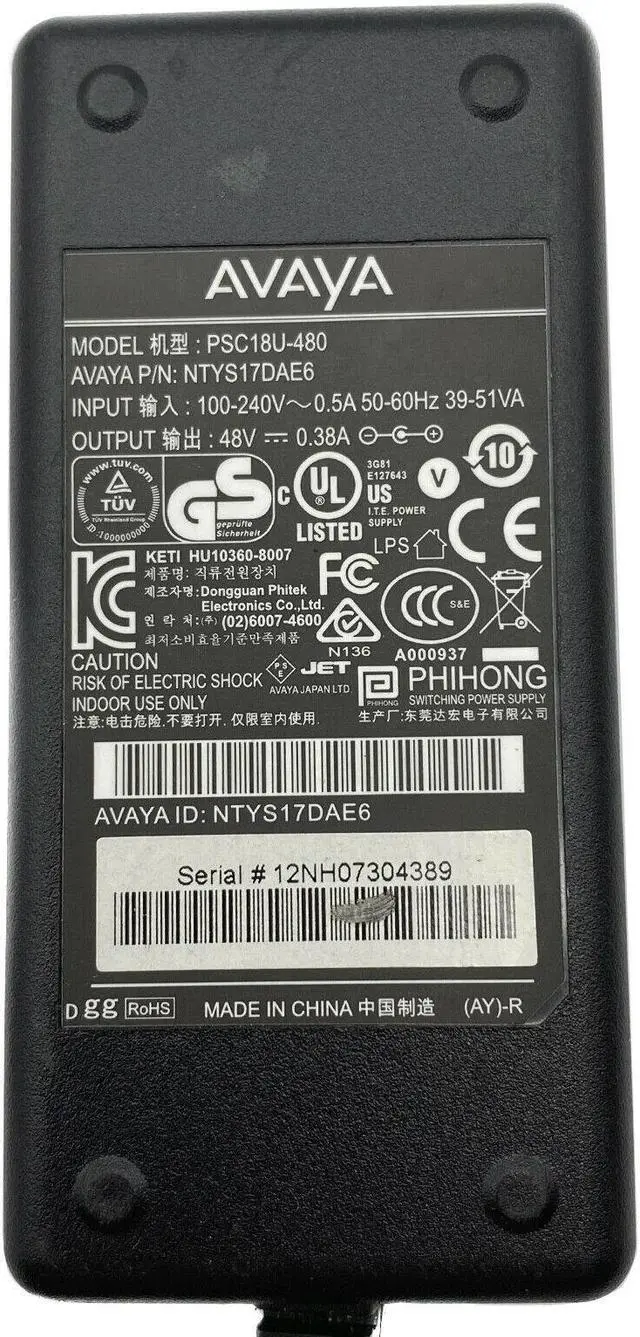 Alt view image 5 of 5 - Genuine Avaya AC Adapter for Polycom VVX IP Speakerphone Business Media w/Cord
