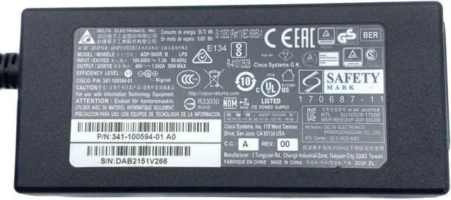 Alt view image 5 of 5 - Genuine Delta ADP-50GR B P/N 341-100594-01 A0 For Cisco Phone W/P.Cord