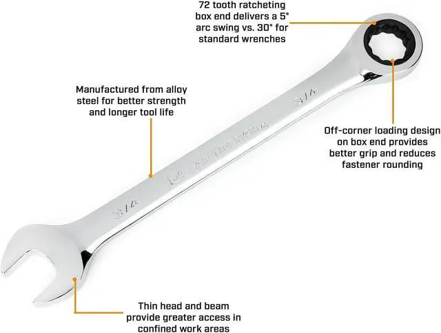 Alt view image 2 of 7 - GEARWRENCH 12 Pt. Ratcheting Combination Wrench, 19mm - 9119 Metric