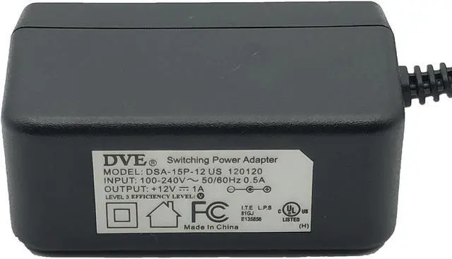 Alt view image 6 of 6 - NEW Original DVE DSA-15P-12 US 120120 AC Switching Power Adapter 12V 1A 12W 5.5 x 2.1 mm OEM