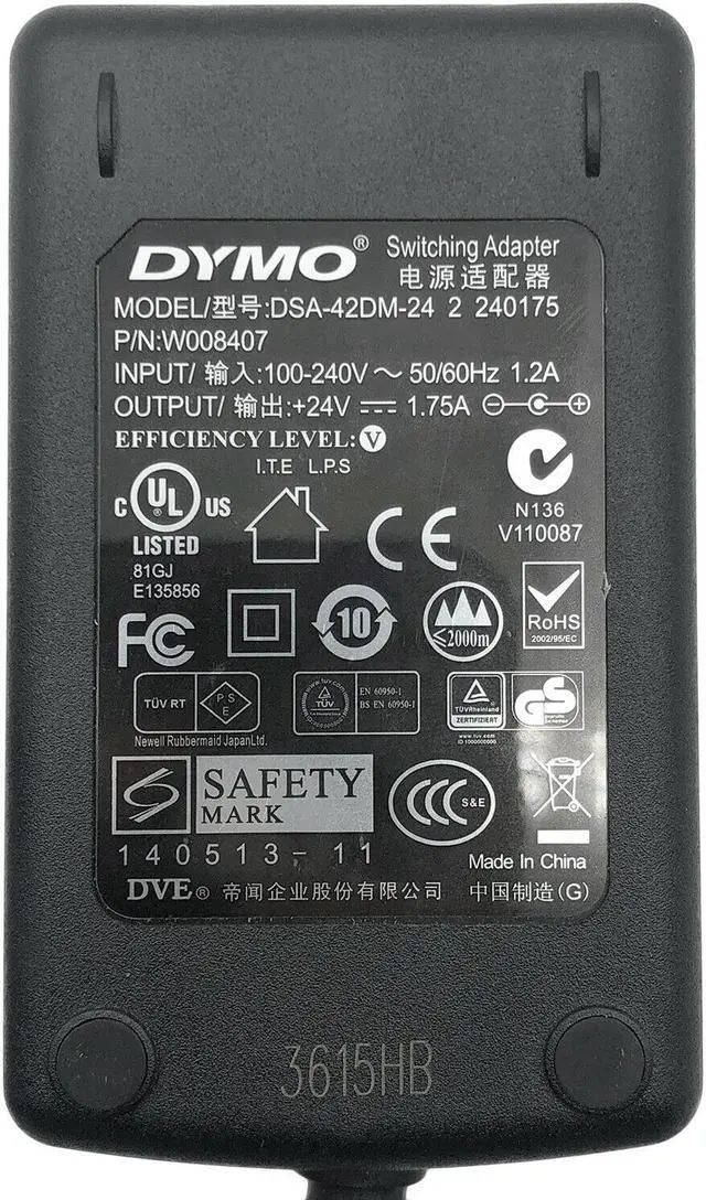 Alt view image 2 of 5 - Genuine DYMO DSA-42DM-24 2 W008407 240175 1752264 Switching Power Adapter 24V 1.75A OEM w/PC