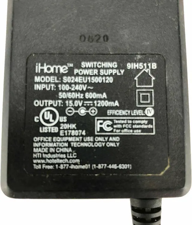 Alt view image 2 of 4 - Genuine iHome AC/DC Adapter S024EU1500120 Power Supply 15V 1.2A