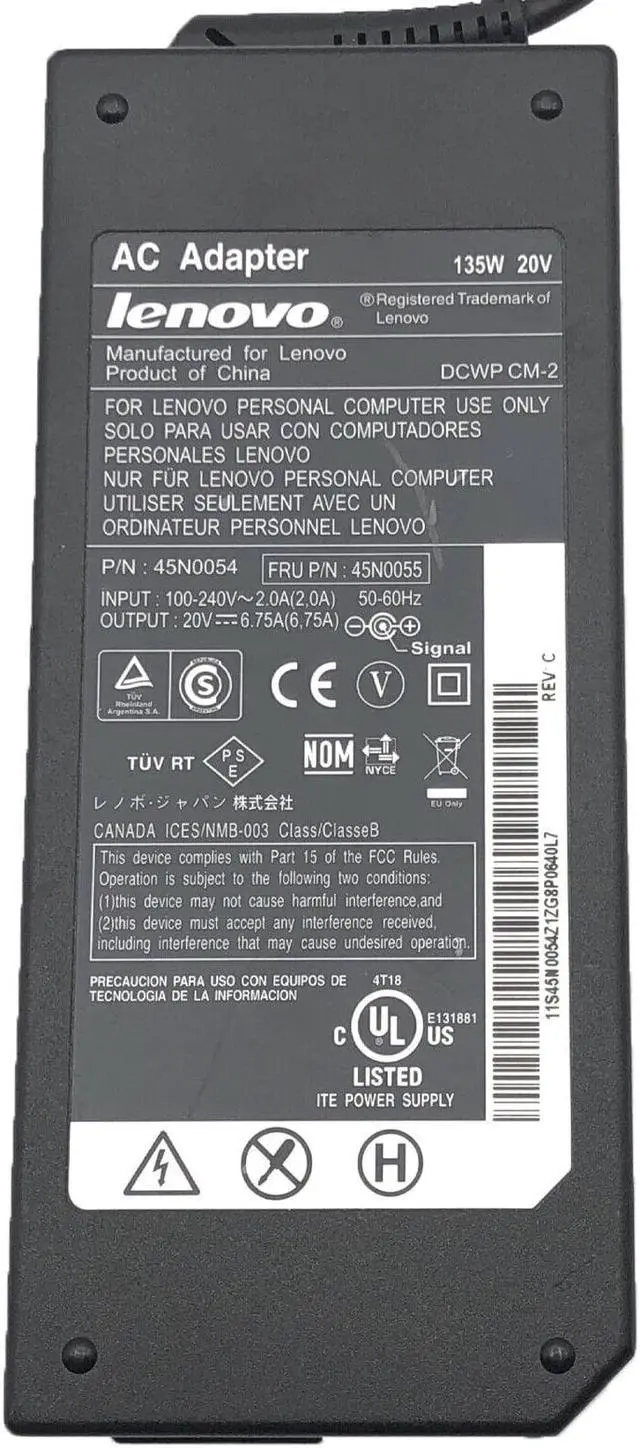 Alt view image 2 of 4 - Genuine Lenovo AC Adapter 135W for Thinkpad T510 T520 T530 W510 Laptop w/PC OEM