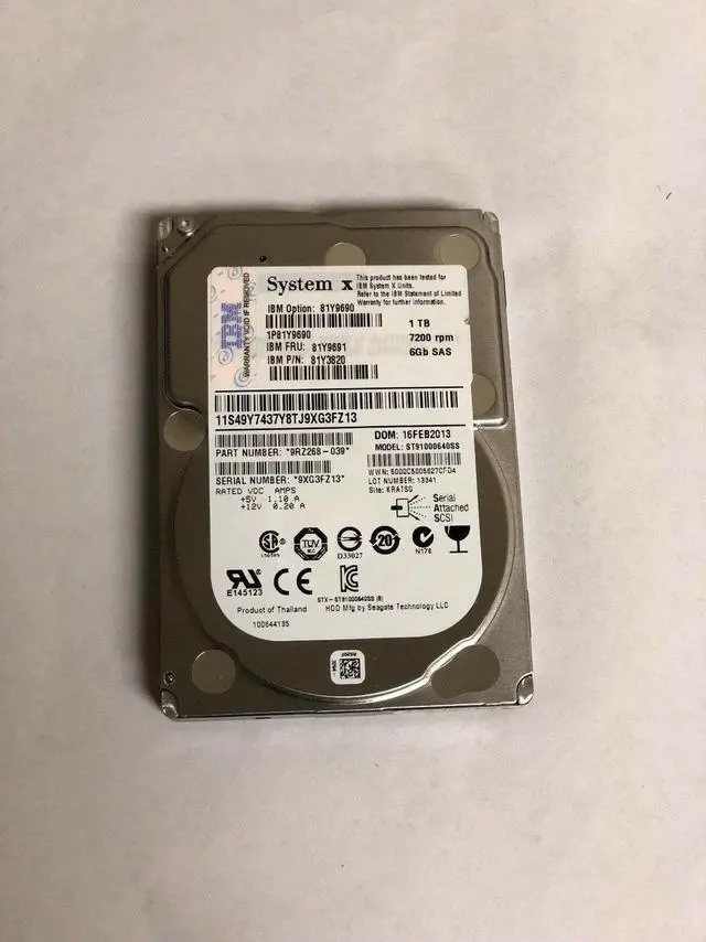 Alt view image 3 of 9 - Lenovo 81Y9690 81Y9690 1 TB Hard Drive - 2.5" Internal - SAS (6Gb/s SAS)