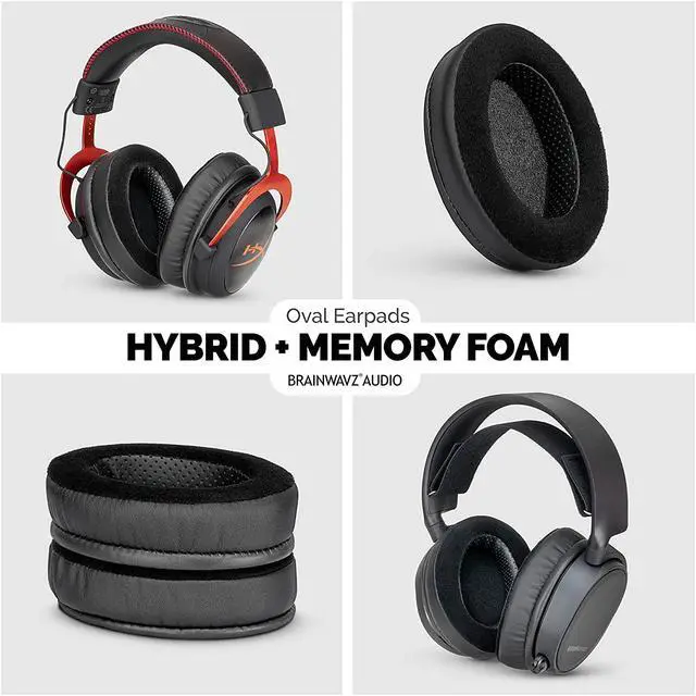 Alt view image 3 of 5 - Brainwavz Hybrid Memory Foam Earpad - Black PU/Velour - Suitable for Large Over The Ear Headphones