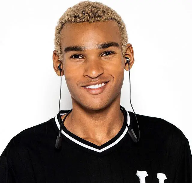 Alt view image 5 of 6 - Jib+ Wireless Earbuds Bluetooth Headphones Up to 6 Hours Battery Noise Isolating Fit Water Resistant Microphone for iPhone Android Convenient Collar and 3 Ear Gel Sizes - Black