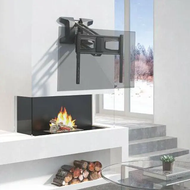 Alt view image 2 of 7 - Motorized Pull-Down Full-Motion Above Fireplace Mantel Tv Wall Mount 37" To 70"