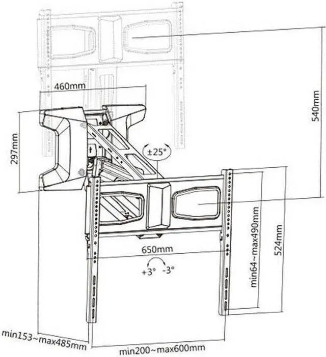 Alt view image 6 of 7 - Motorized Pull-Down Full-Motion Above Fireplace Mantel Tv Wall Mount 37" To 70"