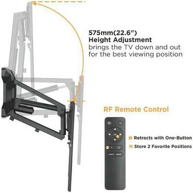 Alt view image 3 of 7 - Motorized Pull-Down Full-Motion Above Fireplace Mantel Tv Wall Mount 37" To 70"