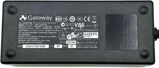 Alt view image 2 of 4 - Genuine Gateway AC Adapter ADP-120ZB BB 19V 6.32A Laptop Charger 120W w/P.Cord