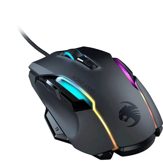 Alt view image 13 of 15 - ROCCAT Kone AIMO Remastered PC Gaming Mouse, Optical, RGB Backlit Lighting, 23 Programmable Keys, Onboard Memory, Palm Grip, Owl Eye Sensor, Ergonomic, LED Illumination, 16,000 DPI, Black