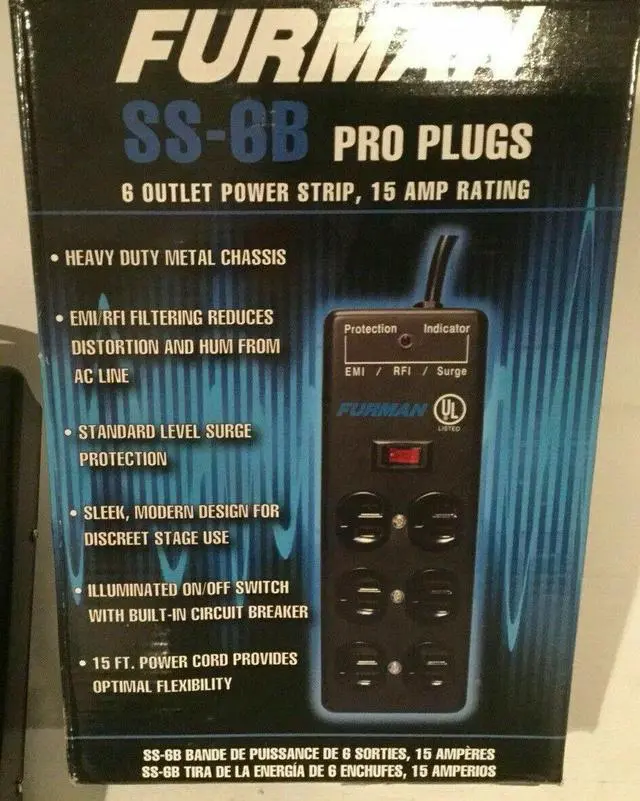 Alt view image 12 of 12 - Furman SS6B 6 Outlet Pro Surge Protector Block Power Conditioner