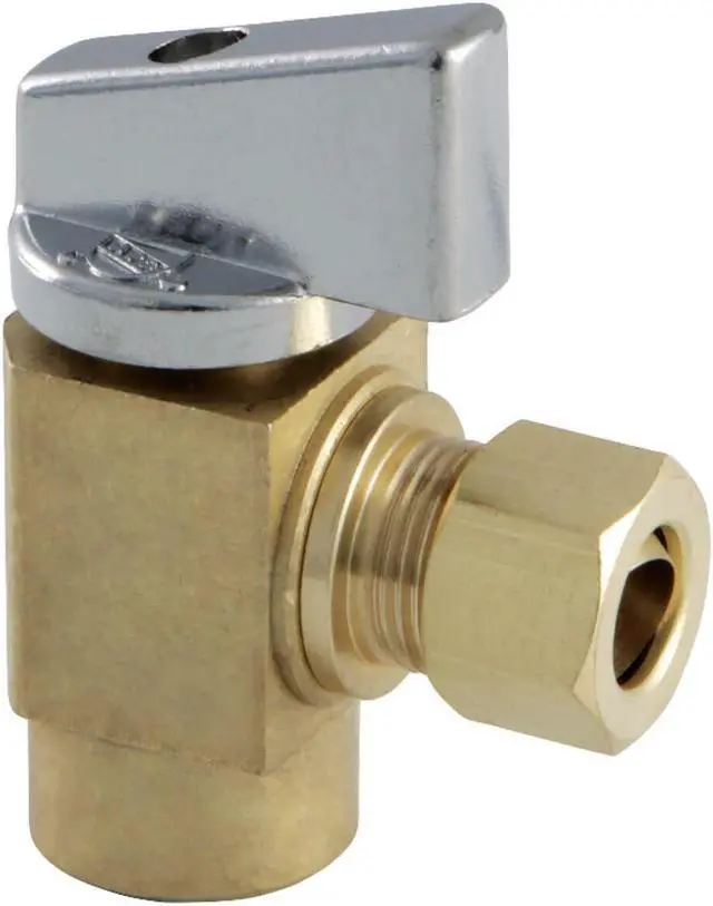 Alt view image 3 of 4 - Kingston Brass KF33104CTL Columbia 0.37 IPS x 0.37 in. O.D Compression 0.25 in. Turn Angle Stop Valve, Raw Brass
