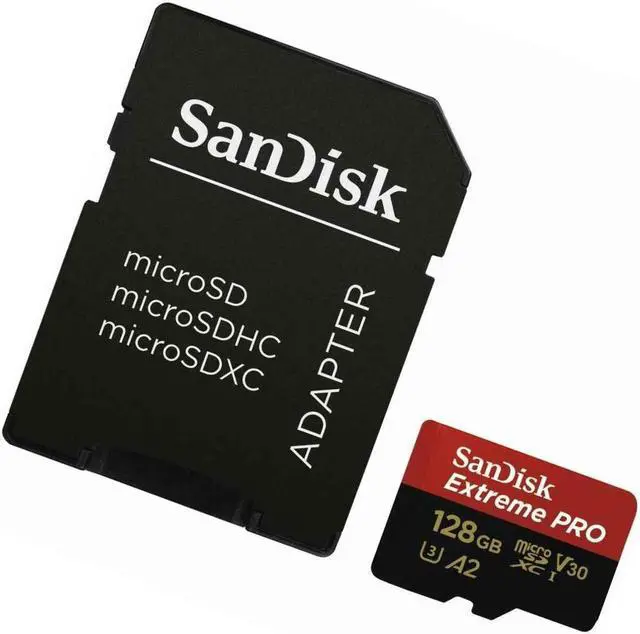 Alt view image 11 of 18 - SanDisk SDSQXCY-128G-GN6MA DCM 128GB 8p MSDXC r170MB/s w90MB/s Class 10 UHS-I U3 A2 V30 SanDisk Extreme Pro Micro Secure Digital Extended Capacity Card w/ Adapter