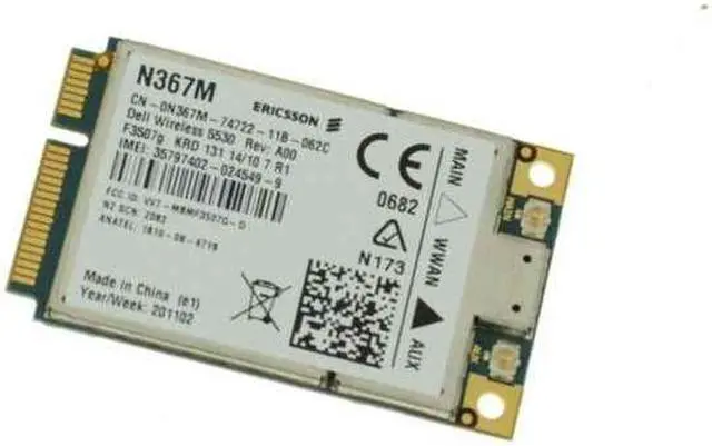 Alt view image 2 of 4 - Dell OEM Wireless 5530 DW5530 Mini-PCI Express HSPA WWAN Card N367M