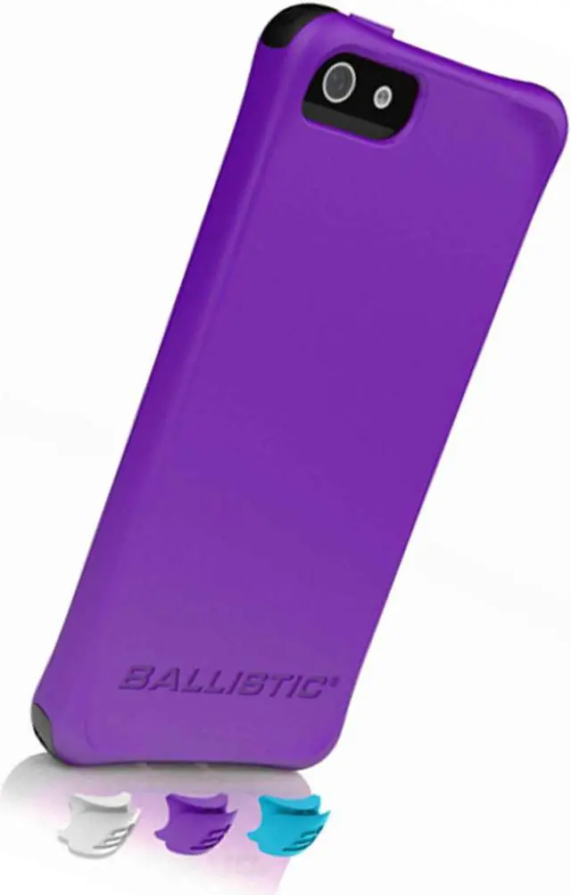 Alt view image 6 of 7 - Ballistic Ls0955-M985 Ls Smooth Case compatible with iPhone® 5 ,Purple Tpu With 4 White, 4 Purple, 4 Black, 4 Teal Bumpers