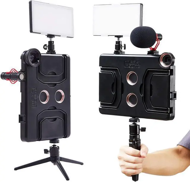 Alt view image 2 of 6 - Megamount Multimedia Rig Video Stabilizer For Apple Ipad Pro 11 Inch Latest 2021 3Rd Gen, 2020 2Nd Gen And 2018 1St Gen. Attach Lenses, Lights, Mic. Video Recording. Mounts On Tripod And Pod