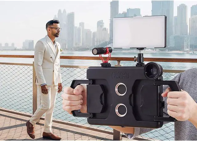 Alt view image 4 of 6 - Megamount Multimedia Rig Video Stabilizer For Apple Ipad Pro 11 Inch Latest 2021 3Rd Gen, 2020 2Nd Gen And 2018 1St Gen. Attach Lenses, Lights, Mic. Video Recording. Mounts On Tripod And Pod