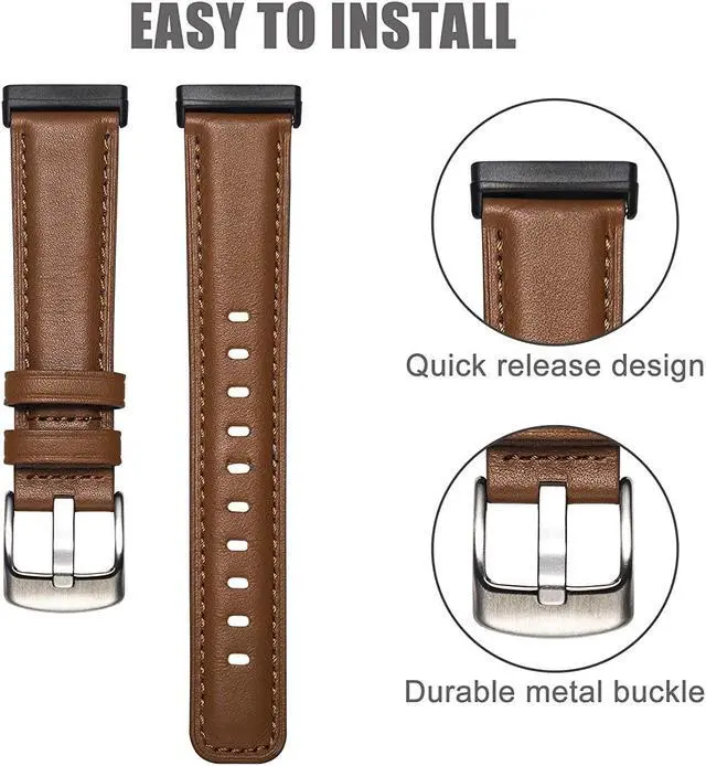 Alt view image 3 of 6 - Bands Compatible With Fitbit Sense/ Fitbit Versa 3, Soft Replacement Band For Women And Men, Wristband Strap Accessories For Versa 3/ Versa Sense Smartwatch-Brown